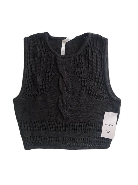 RVCA Sweaters - RVCA Number One Cable Knit Crop Sweater Sleeveless Size S M L